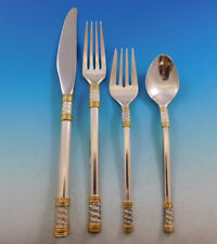 Aegean Weave Gold by Wallace Sterling Silver Flatware Set 12 Service 48 pieces 