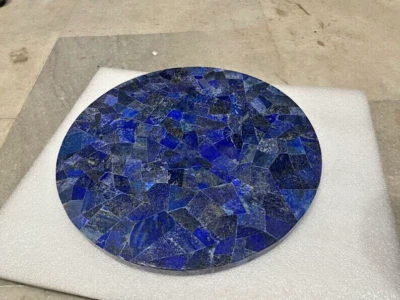 Marble Center End Table Top Lapis Lazuli Mosaic Inlaid Outdoor Home Decor H2028 - Image 1 of 4