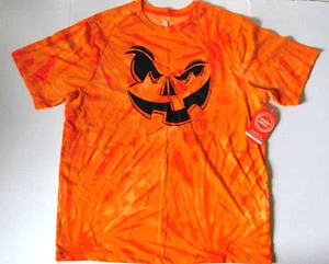 Boys Girls Halloween T Shirt XXL Orange Tie Dye Jack O Lantern Face - Picture 1 of 5