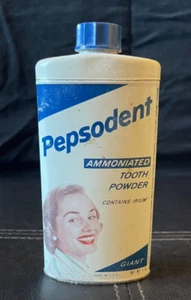 Vtg Pepsodent Ammoniated Tooth Powder Tin Dentist Gift Decor 4 oz Smiling Model - Picture 1 of 7