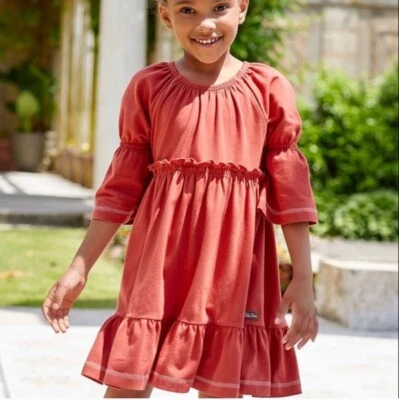 Matilda Jane Girls Size 8 Moments With You On An Outing Rust Color Peasant Dress - Image 1 of 4