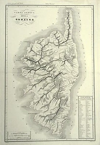 1868 CARTA ANTICA DELLA CORSICA VALLARDI PAUCA ALUCA - Picture 1 of 1
