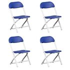 Kids Plastic Folding Chairs Blue Kindergarten Preschool Child 220 lb Limit 4 Pk