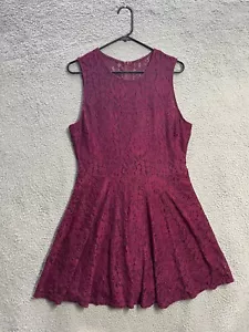 Mini abito da donna in pizzo borgognone di Lulu taglia XL foderato con cerniera festa senza maniche - Foto 1 di 15