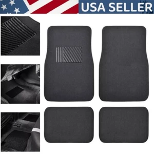 4Pcs Car Truck Floor Mats Front Rear Vinyl Heel Pad Carpet Floor Mats Universal - Picture 1 of 15