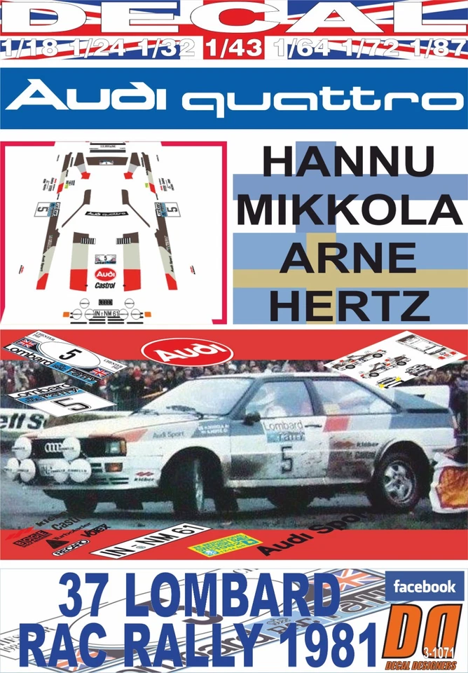 DECAL AUDI QUATTRO HANNU MIKKOLA RAC R. 1981 WINNER (04) - Immagine 1 di 1