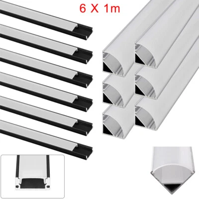 6M LED Profil Aluprofil Alu Schiene Leiste Profile für LED-Streifen Eloxiert DE - Bild 1 von 4