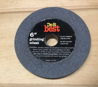 6” Round 3/4” Thick Do it Best Grinding Wheel Fits 1” Shaft Grinder - Image 1 of 4