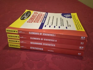 Schaum's Outlines 4 Statistics Books - Elements of Statistics I & II, Stats 3 ed - Imagen 1 de 9