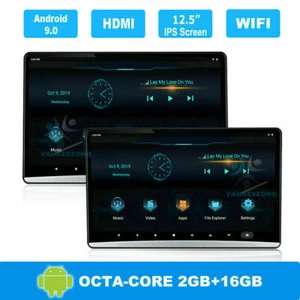 2PC 12.5" Android 9.0 Car Headrest TouchScreen Monitor 1080P WIFI Bluetooth HDMI - Picture 1 of 7