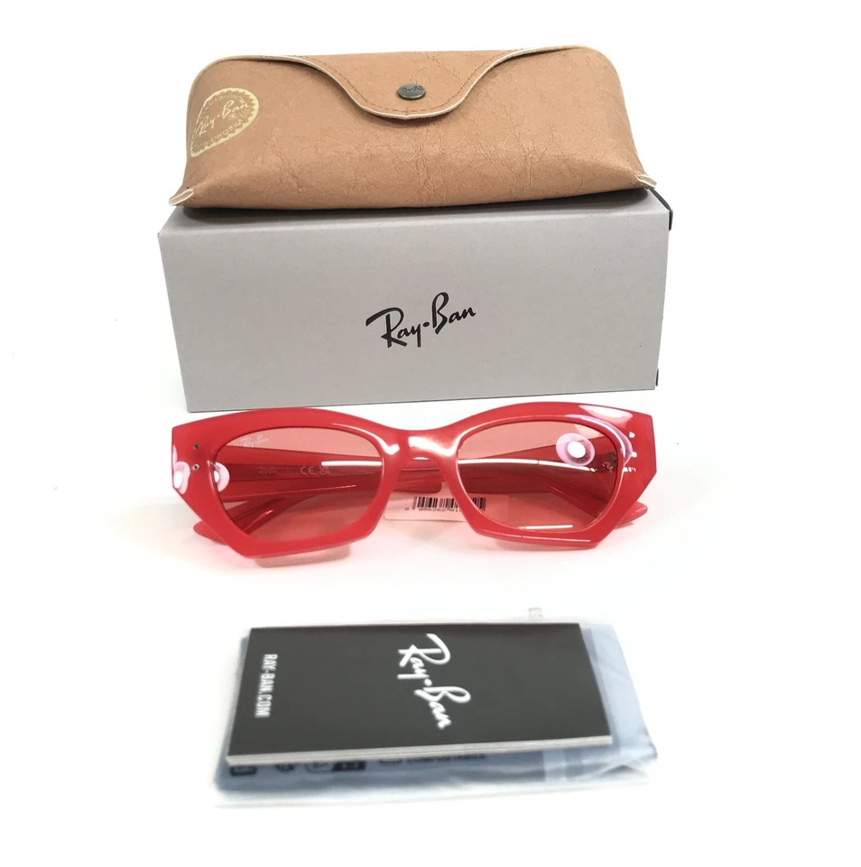Gafas de sol Ray-Ban RB4430 ZENA 6760/84 rojo cereza ojos de gato monturas con lentes rosas Foto 1 de 4