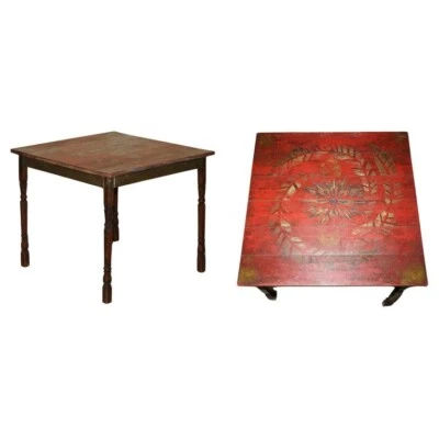 FRENCH ANTIQUE HAND PAINTED PARIS PINE VENDANGE WINE TASTING TABLE LOVELY! - Image 1 of 4