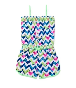 NWT Girls SMALL 7-8 Tropical Sleeveless Tie Waist NEON Romper Floral Short Set - Picture 1 of 4