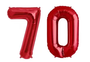 Giant 40" 70 Hot Red Number Balloons 70th Birthday Anniversary Foil Float Helium - Picture 1 of 1