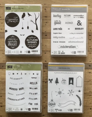 Lote de 4 juegos de estampillas adhesivas de goma Stampin' Up palabras de temporada y más NUEVO Foto 1 de 4