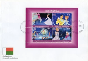 Disney Stamps Madagascar 2018 FDC Cinderella Cartoons 4v M/S - Picture 1 of 1