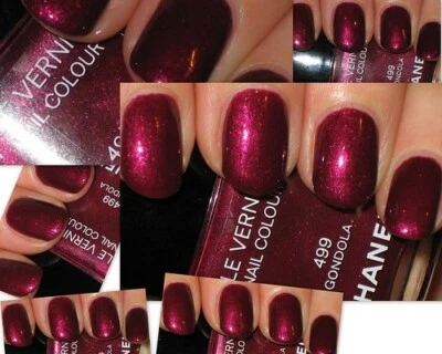 CHANEL 499 GONDOLA Stunning Rare Shimmering Dark Cherry Nail Varnish New NoBox Foto 1 de 4