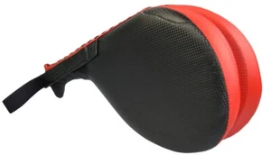 TEKKA BUDO Taekwondo Doppel Mitt Basic, Handpratze mit Schlaufe, schwarz-rot - Bild 1 von 3