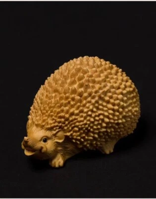 Escultura auspiciosa chinesa em madeira de buxo escultura em ouriço Fengshui riqueza  - Imagem 1 de 4