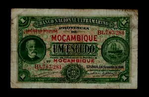 MOZAMBIQUE ( 1 ) BANK NOTE 1 ESCUDO 1 . 9 . 1941 P 81 VERY GOOD/FINE - Picture 1 of 2