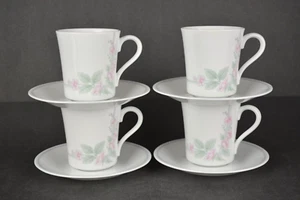 Set of 4 Corelle Corning Veranda Teacup / Coffee Cup and Saucer - Picture 1 of 6