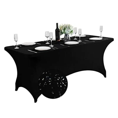 Waterproof Spandex Table Cover for Table Universal Fitted Stretch 6FT Black - Image 1 of 4