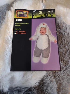 Totally Ghoul Baby Boys Plush Gray & White Halloween Puppy Dog Costume New - Image 1 of 4