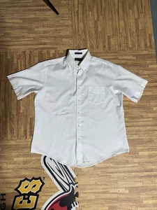 Vintage Montgomery Ward Buttondown Collar Ivory Short Sleeve Shirt sz 17 - Picture 1 of 15