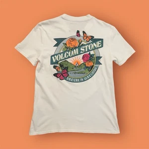 Volcom Tropical Organic Cotton Crewneck Graphics Jr White Short Sleeve Tee XS - Picture 1 of 7