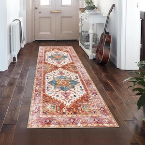 Washable Runner Rug, 2x6 Non-Slip Boho Vintage Hallway Rug Runner with Rubber... - Picture 1 of 7