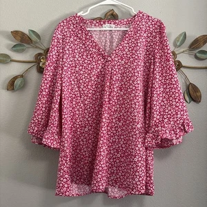 Blusa Pullover Emily Wonder Mujer Rosa Blanca Floral Manga 3/4 Talla XL - Imagen 1 de 8