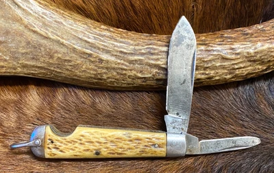 Pal Blade Co. Hecho en EE. UU. Cuchillo Jack Easy Opener, mango de hueso jigged, 3 3/8" Foto 1 de 4