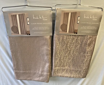 Nicole Miller Nuevo en Paquete 2 Paneles Ventana 36" X 84" Dorado Metálico LOTE de 2 Foto 1 de 4