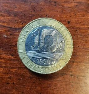 Republique Francaise 10 Francs Münze - 1990 - Bimetall - Bild 1 von 2