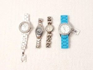 Lot of 4 Women's Silver Tone Watches Crystals Ceramic MOP S Steel Parts Repair - Picture 1 of 17