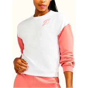Peloton Colorblock Pullover Sweatshirt Athleisure Activewear Top White Pink M - Picture 1 of 11