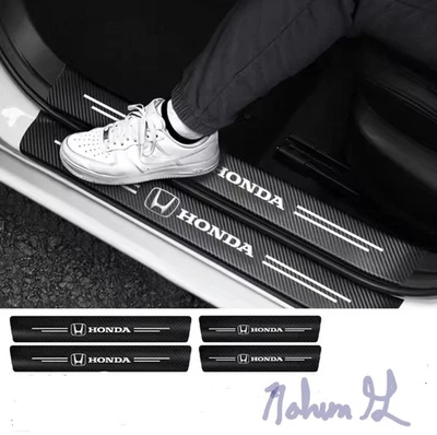 4 peças adesivos de limiar protetor de soleira de porta de carro de fibra de carbono para Honda - Imagem 1 de 4