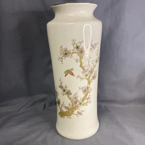 Vaso floreale porcellana rosa famiglia cinese vintage 12"H - Foto 1 di 8