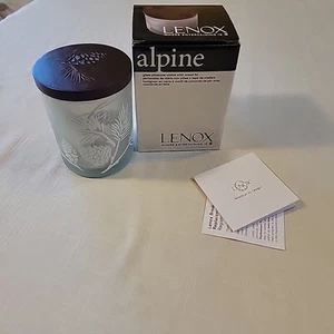 Lenox Alpine Pinecone Votive Holder Frosted Mirrored Glass Wooden Lid - Picture 1 of 6