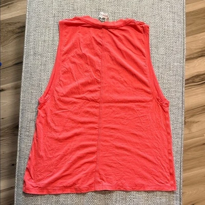 Camiseta sin mangas Lululemon All Yours Muscle Boyfriend algodón Pima coral naranja talla 6 Foto 1 de 4