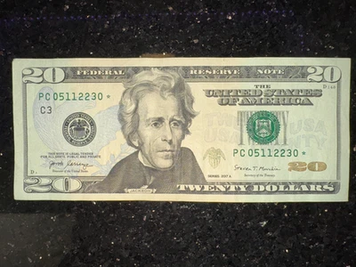 Very Rare $20 Dollar Bill Banknote Series 2017 A Star Note PC 05112230 ☆ - Image 1 of 2