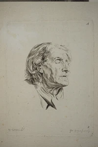 JB GREUZE (1725-1805) GRAVURE XVIII° PORTRAIT HOMME COIFFE ETUDE ANATOMIQUE - Foto 1 di 9