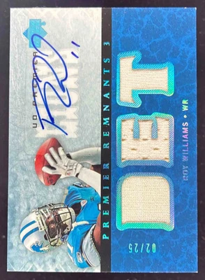 Autógrafos triples Upper Deck Premier Remnants 2007 #PR3-WI Roy Williams automático/25 Foto 1 de 2