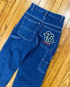 Jeans vintage Fubu falegname logo ricamato baggy hip hop taglia 28 x 32 - Foto 1 di 4