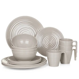 16 tlg. Melamin Geschirrset Camping Geschirr Teller Schüsseln Tassen Wohnwagen - Bild 1 von 8