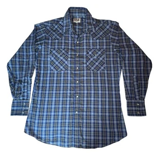 Ely Cattleman Pearl Snap Hemd Herren mittelblau kariert Outdoor Western Chore Check - Bild 1 von 11