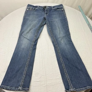Jeans donna Paisley Sky lavaggio scuro bootcut denim elasticizzato taglia 14 - Foto 1 di 8