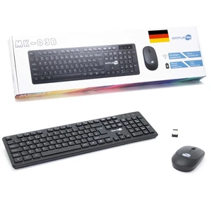 Kit Mouse And Keyboard Wireless German De Qwertz Black Kit Set M&K German - Picture 1 of 6