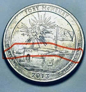 π₯ 2013 P Fort McHenry Washington Quarter RARE REVERSE LONG DIE CRACK ERROR - Picture 1 of 12