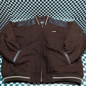 Chaqueta Bomber Southpole Auténtica Colección Hombres GRANDE Marrón Imitación Cuero Borde - Imagen 1 de 9